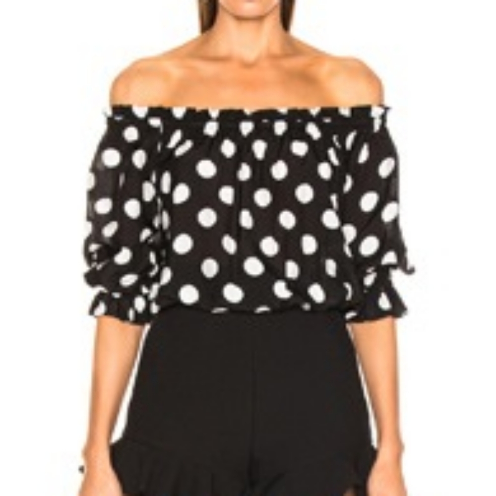 🆕 RIXO LONDON Cold Shoulder Cotton Silk Crop Top